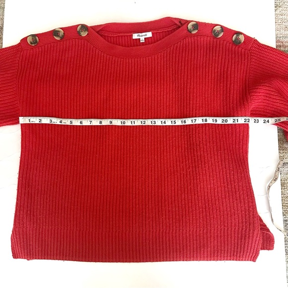 Madewell Enamel Red Calloway Chunky Ribbed Boatneck Sweater Size Large - Picture 9 of 11